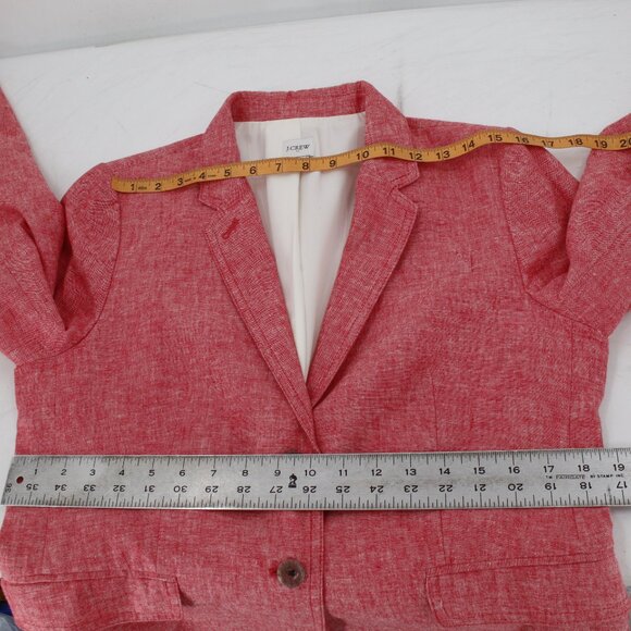 J crew Blazer Women's 12 Linen Cotton Blend Two Button Schoolboy Blazer pink - Picture 10 of 14